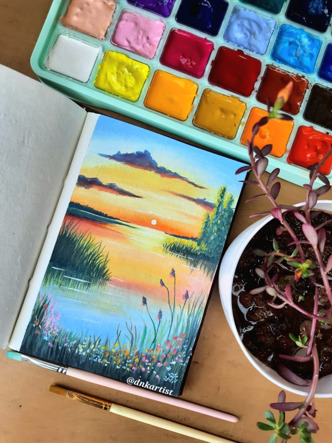 Gig Preview - Paint landscapes in gouache and watercolor