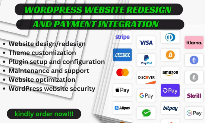 Gig Preview - Do wordpress website redesign and payment integration