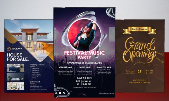 Gig Preview - Design high quality flyers and handouts for you in 8 hours