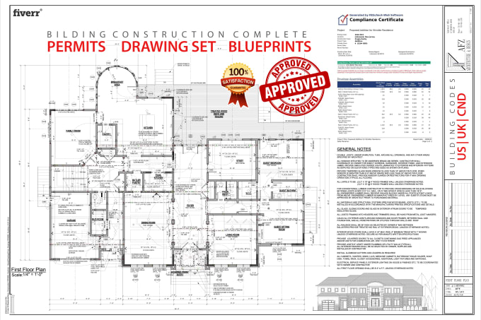 Gig Preview - Be US, UK architect for permit plans drawing set approval