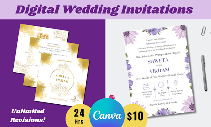 Gig Preview - Design wedding, birthday and inauguration invitations in canva