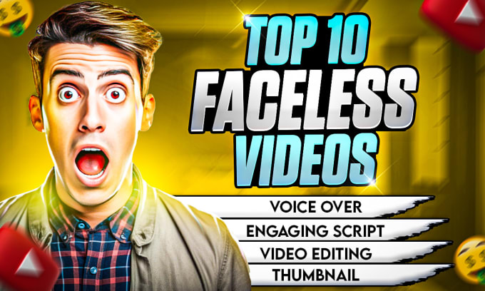 Gig Preview - Create youtube top 10 faceless videos or faceless video editing