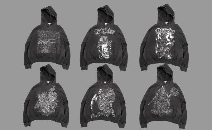 Gig Preview - Draw black and white dark art for streetwear clothing design