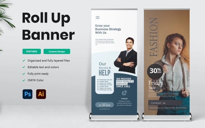 Gig Preview - Do unique roll up, retractable banner design for your business or event