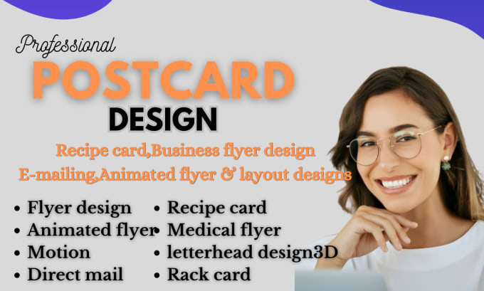 Gig Preview - Design driven postcard design,recipe card, direct mail,party or business flyer