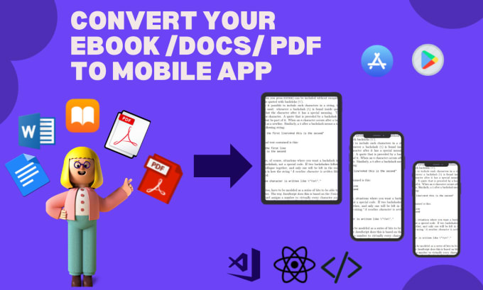 Gig Preview - Convert your ebook, PDF, and docs to android and ios mobile apps