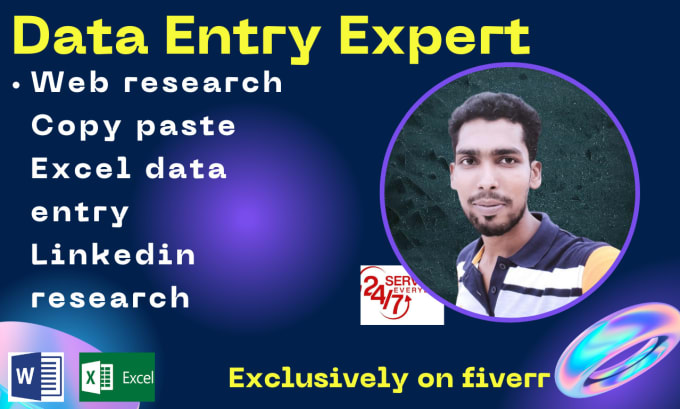 Gig Preview - Do accurate data entry web research excel data entry lead generation