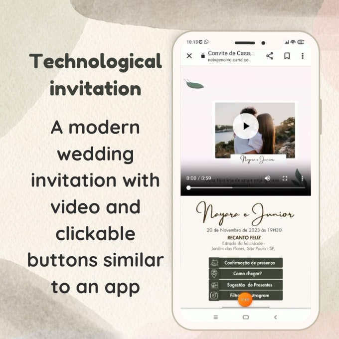 Gig Preview - Animated wedding video with clickable buttons rsvp