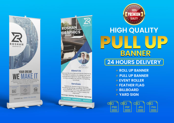 Gig Preview - Design amazing rollup, pullup, and popup banners for you