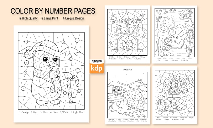 Gig Preview - Make unique design color by number pages for KDP