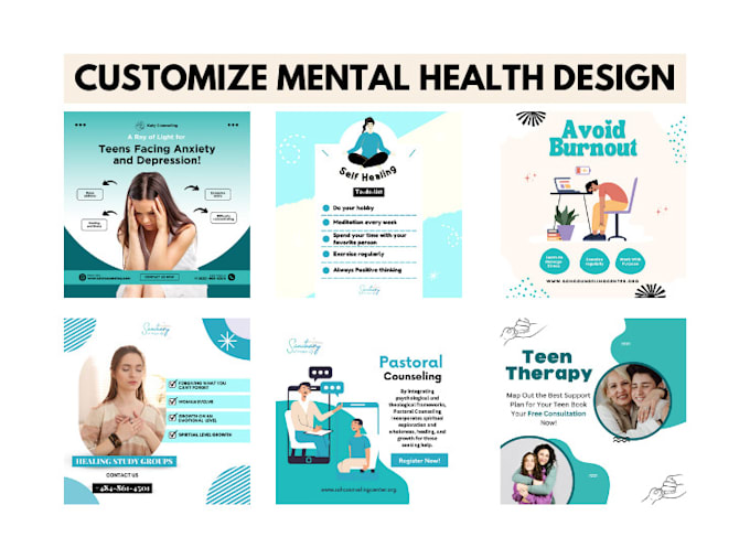 Gig Preview - Design engaging  social media posts on mental health counseling, self help