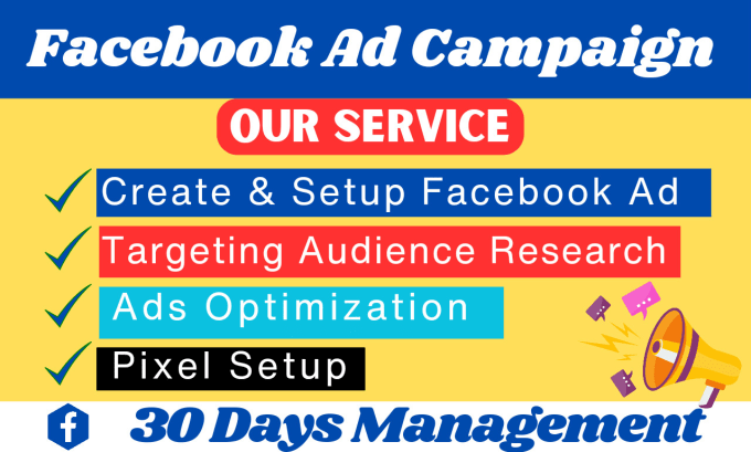 Gig Preview - Setup, your facebook ads campaign optimize and manage your ads manager