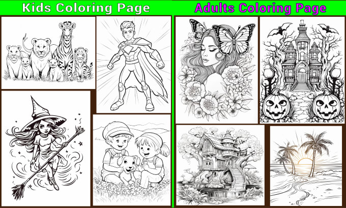 Gig Preview - Do adult coloring pages and kids coloring page design