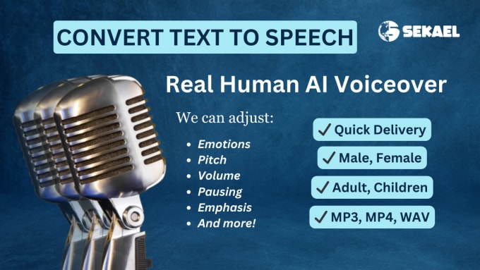 Gig Preview - Convert text to speech using ai voiceover