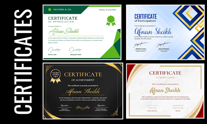 Gig Preview - Design professional certificates, diploma, awards, and invitations in 24 hours