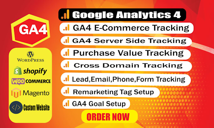 Gig Preview - Fix or setup google analytics, ga4 ecommerce tracking, ga4 server side tracking,