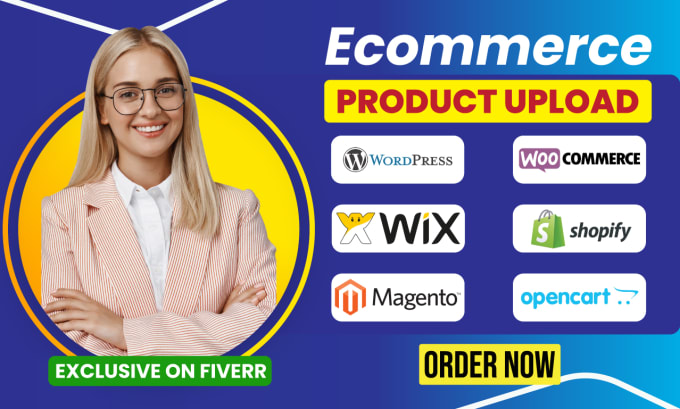 Gig Preview - Upload products to wordpress woocommerce, shopify, wix or any ecommerce online