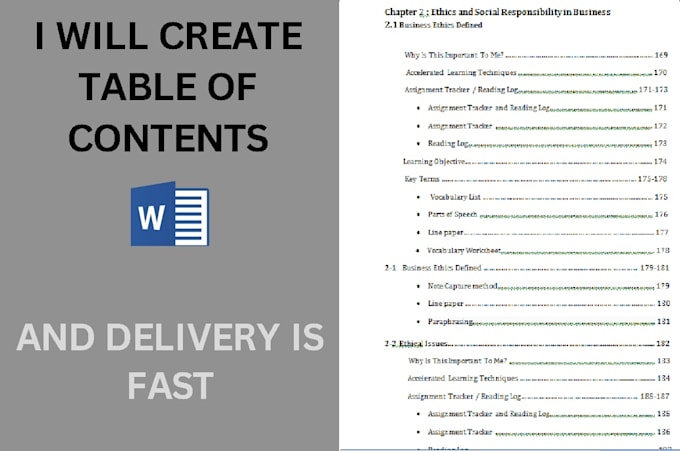 Gig Preview - Create a table of contents for your document on microsoft word