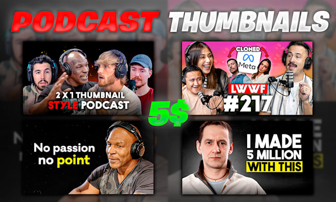 Bestseller - design youtube podcast thumbnails that attracts viewers