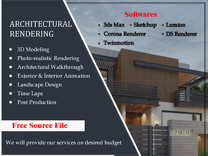 Gig Preview - Do interior design, 3d rendering architecture, render, exterior rendering