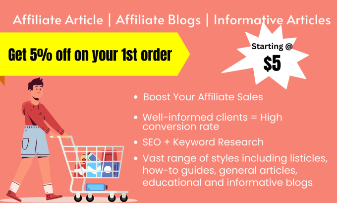 Gig Preview - Write affiliate blogs, informative articles, e commerce blogs