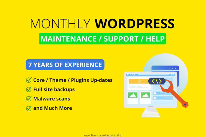 Gig Preview - Provide monthly wordpress website maintenance and support