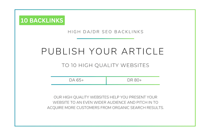 Gig Preview - Publish articles to high da dr websites for backlinks