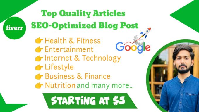 Gig Preview - Write an engaging SEO optimized blog posts and articles to rank on google