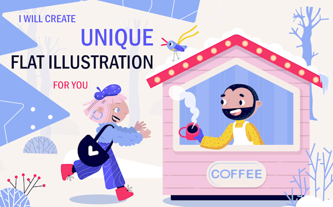 Gig Preview - Create unique flat illustration for you