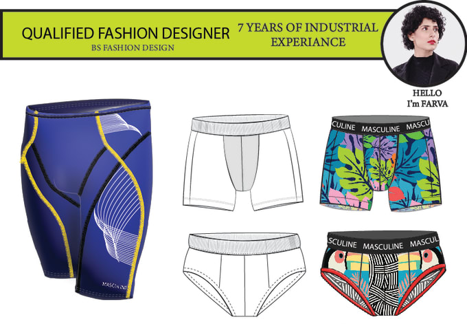 Gig Preview - Design men underwear, boxer, swimsuit tech pack and cad