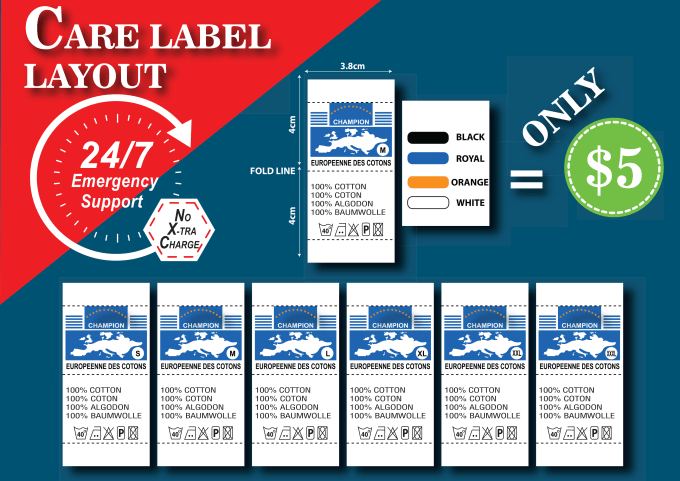 Gig Preview - Design clothing label, washing label, care label, neck label