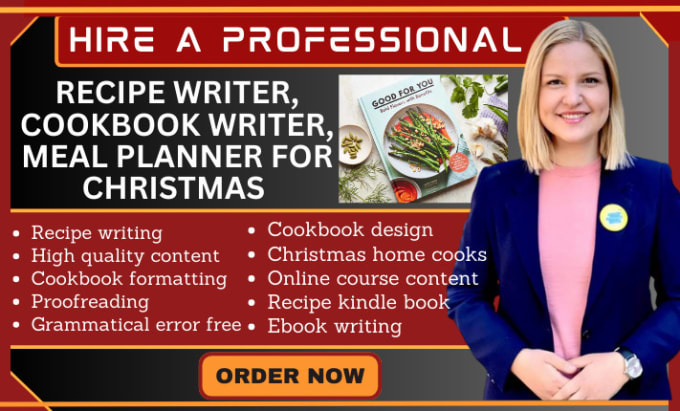 Gig Preview - Be ebook writer cookbook diet recipe food ebook formatting cookbook, food recipe