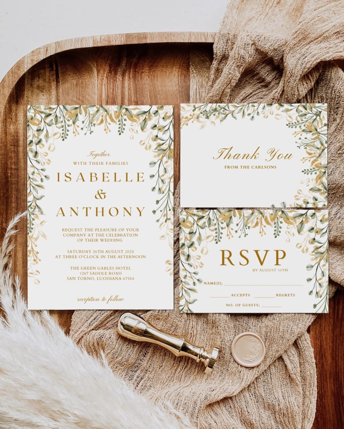 Gig Preview - Provide an premade and editable wedding invitation template