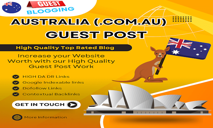 Gig Preview - Create australia guest post backlinks on high da sites