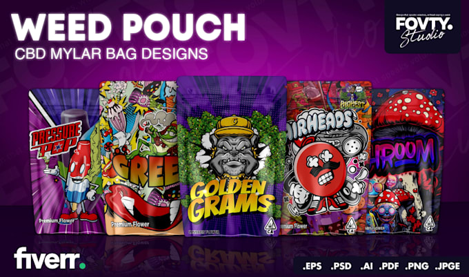 Gig Preview - Design unique weed, pouch mylar bag and cbd product labels