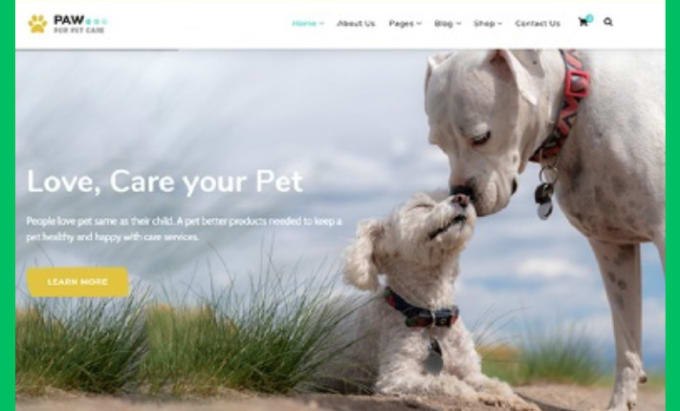 Gig Preview - Build veterinary, pet care, dog, website, grooming website, pet store website