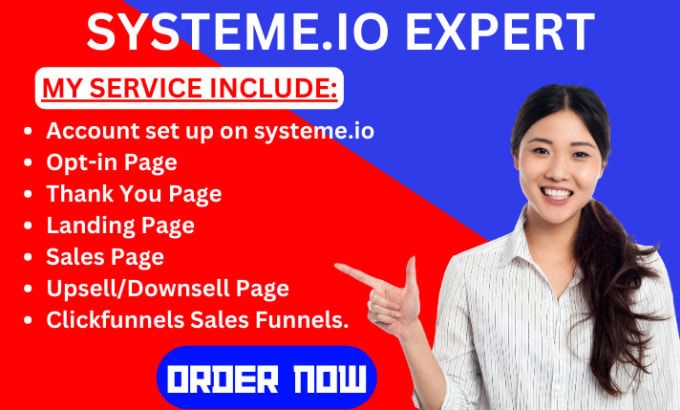 Gig Preview - Build sales funnel or landing page in clickfunnels systeme io or gohighlevel