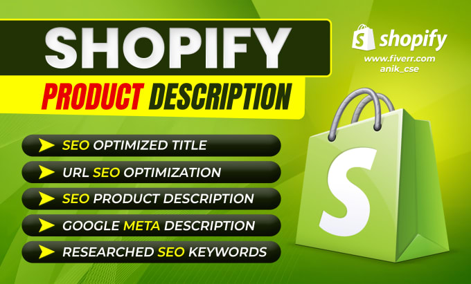 Gig Preview - Create an attractive product description with an SEO title for shopify