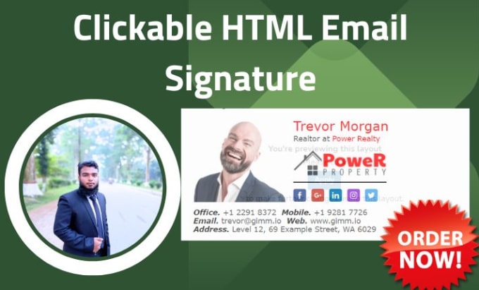 Gig Preview - Code clickable html signature for email, gmail, outlook