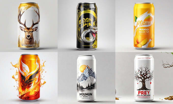 Gig Preview - Do design premium energy drink, juice soda can label design