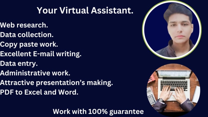 Gig Preview - Be your virtual assistant for web research, data entry, copy paste work