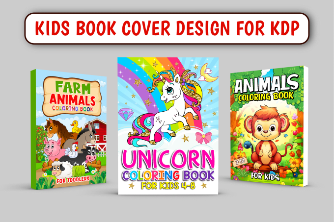 Gig Preview - Design trendy kids book cover, coloring book cover for KDP