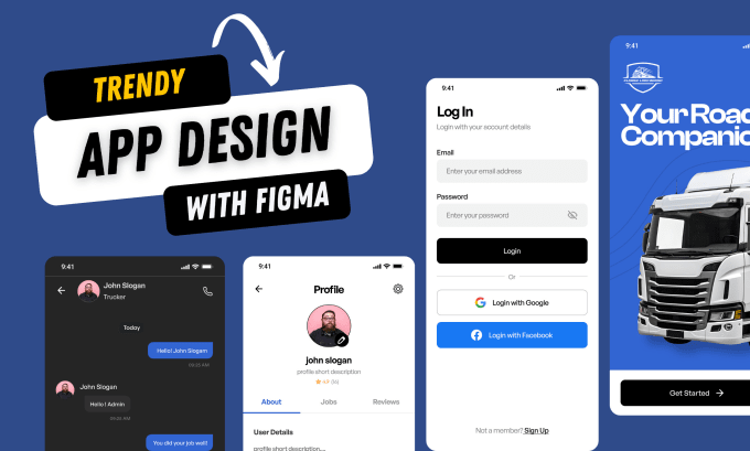 Gig Preview - Do trendy web app or mobile app ui design with figma