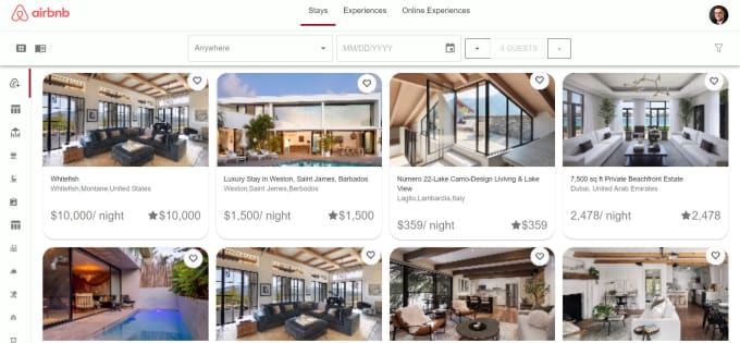 Gig Preview - Provide airbnb website for hotel rooms reservations