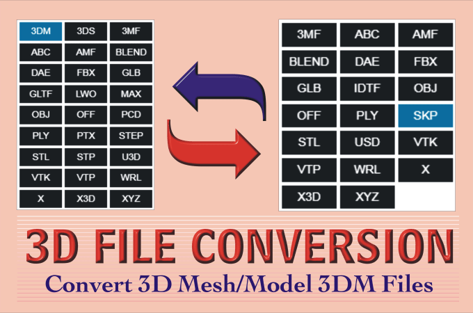 Gig Preview - Convert 3d file format to another, skp, step, stl and more in 6 hours