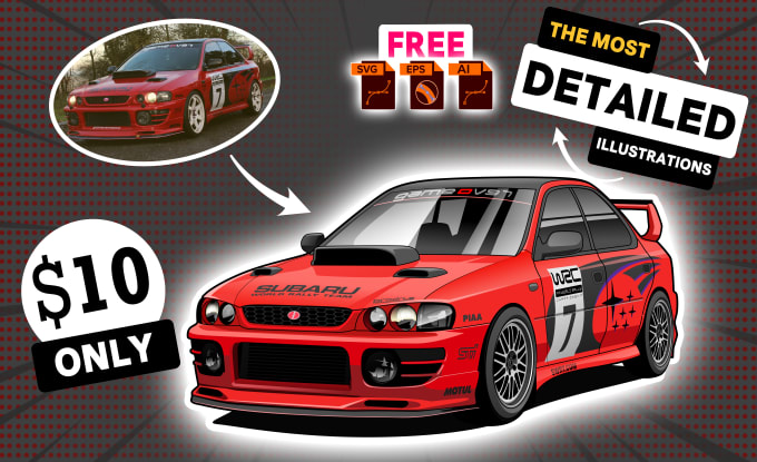 Gig Preview - Make vector cartoon illustration of your cars only in 24 hours