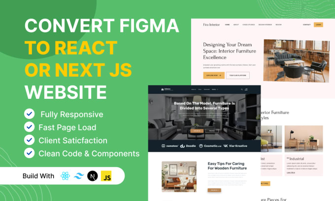 Gig Preview - Convert figma to react or next js website