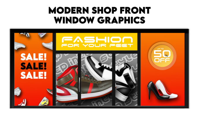 Gig Preview - Design modern shopfront or storefront window graphics