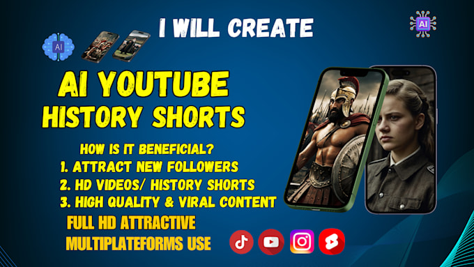 Gig Preview - Create ai youtube history shorts and ai shorts ai reels ai history shorts