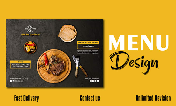 Gig Preview - Design eyecatching restaurant menu, food menu, digital menu for you